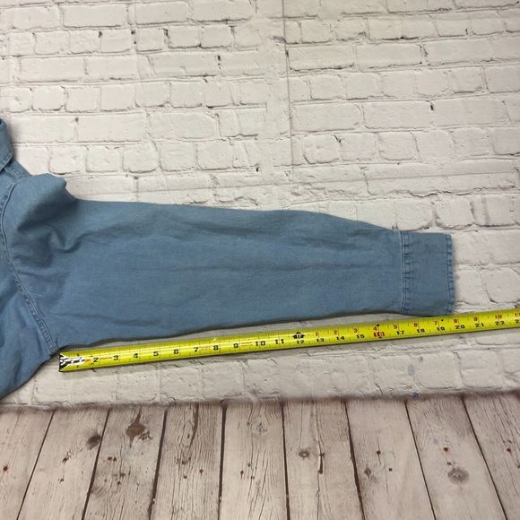 Wrangler Men Flex For Comfort Button Blue Denim Shirt Size Extra Large B219 -21 - Picture 5 of 14